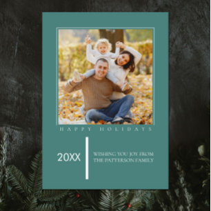 Minimalist Chic Christmas   Teal Photo Card