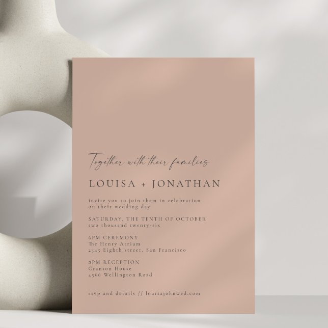 Minimalist Chic Classic Dusty Rose Script Wedding Invitation (Creator Uploaded)