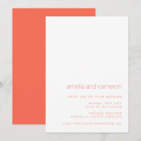 Minimalist Chic Coral Orange Modern Wedding RSVP