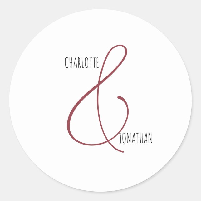 Minimalist Chic Elegant Calligraphy Script Wedding Classic Round Sticker (Front)