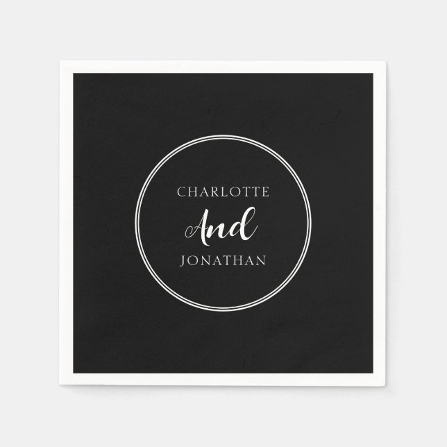 Minimalist Chic Elegant Calligraphy Script Wedding Napkin (Front)