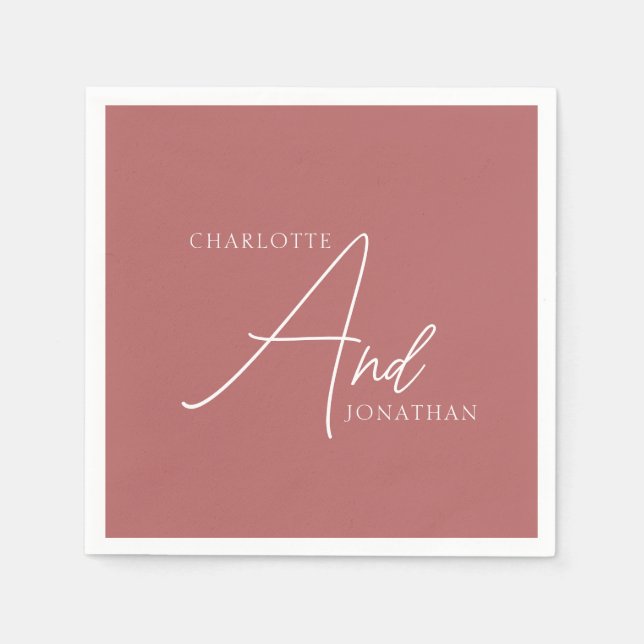 Minimalist Chic Elegant Calligraphy Script Wedding Napkin (Front)