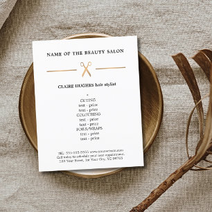 Minimalist Chic Faux Gold Scissor Hairstylist Menu