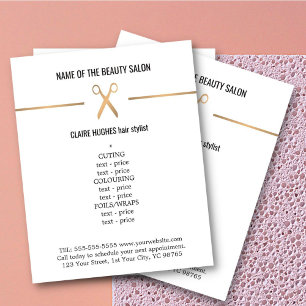 Minimalist Chic Faux Gold Scissor Hairstylist Menu