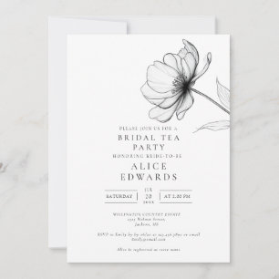 Minimalist Chic Floral Bridal Shower Tea Party Invitation