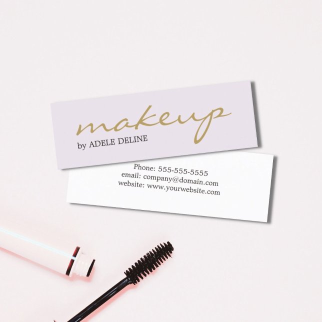 Minimalist Chic Gold White Makeup Artist Mini Business Card (Creator Uploaded)