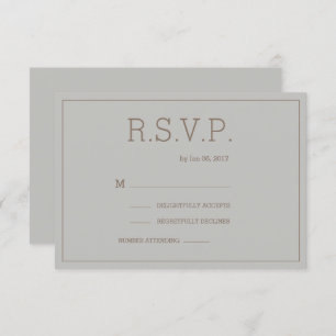 Minimalist chic grey gold modern wedding rsvp invitation
