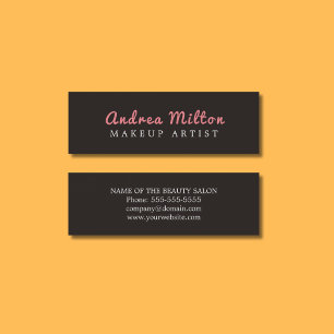 Minimalist Chic Grey Pink Makeup Artist Mini Business Card