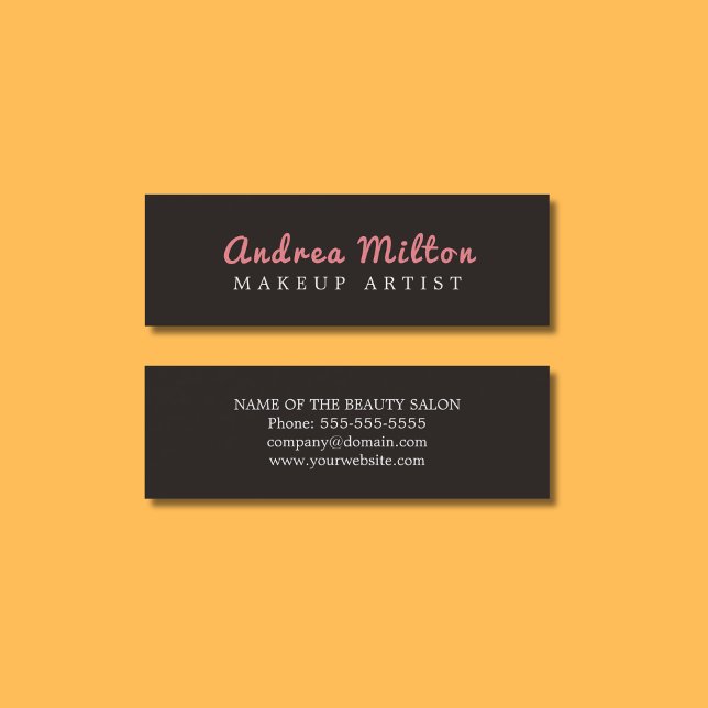 Minimalist Chic Grey Pink Makeup Artist Mini Business Card (Creator Uploaded)