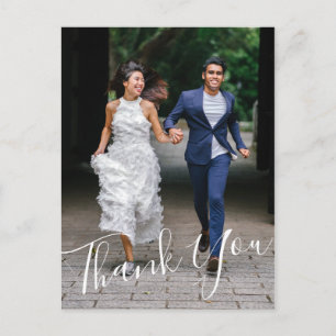 Minimalist Chic Hand Lettered Wedding 2 Photo Postcard