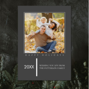 Minimalist Chic Holiday Grey Photo Card