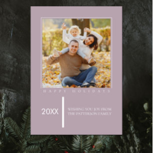 Minimalist Chic Holiday   Pink Photo Card