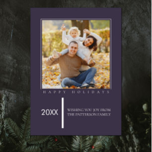 Minimalist Chic Holiday   Purple Photo Card