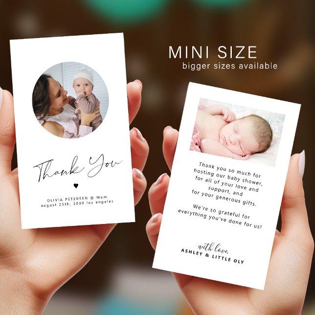 Minimalist chic MINI SIZE photo baby thank you Card (Creator Uploaded)