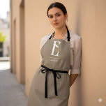 Minimalist Chic Monogram Boho Beige Apron<br><div class="desc">Chic vintage monogram.</div>