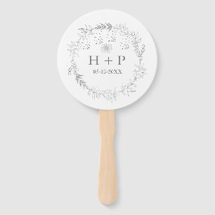 Minimalist Chic Monogram Formal Wedding Cocktail   Hand Fan