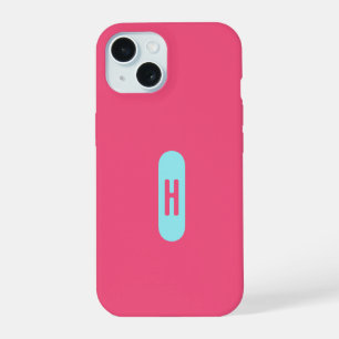 Minimalist Chic Monogram Pink Blue iPhone 15 Case