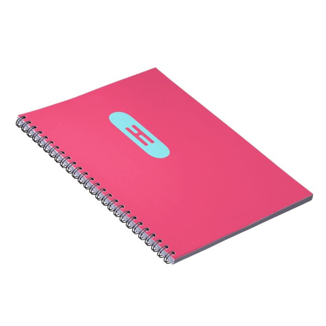 Minimalist Chic Monogram Pink Blue Notebook (Right Side)