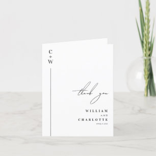 Minimalist & Chic Monogram Wedding Thank You Card