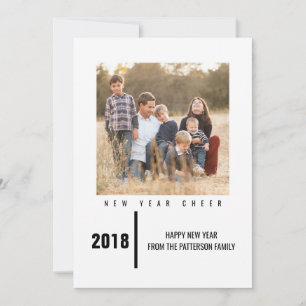 Minimalist Chic New Year's Photo Card Black