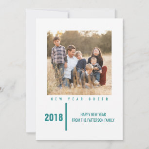 Minimalist Chic New Year's Photo Card Teal