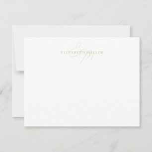 Minimalist Chic Pastel Green 2 Script Monorgram Card