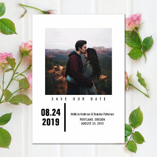 Minimalist Chic Photo Save the Date Black