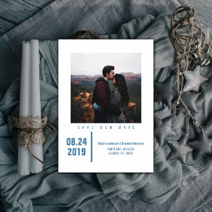 Minimalist Chic Photo Save the Date Blue