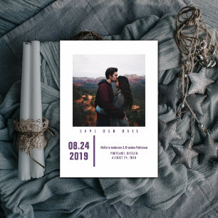 Minimalist Chic Photo Save the Date Purple