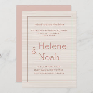Minimalist chic rose gold stripes modern wedding invitation