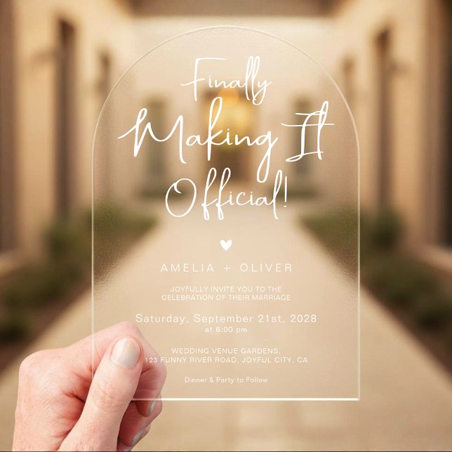 Minimalist Chic Script Typography Arch Wedding Acrylic Invitations (Creator Uploaded)