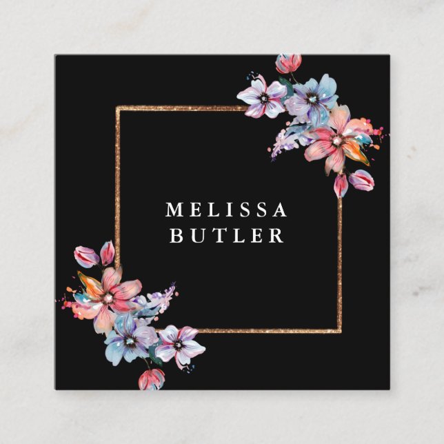 Minimalist Chic Simple Professional Modern Black  Square Business Card (Front)