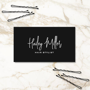 Minimalist Chic Stylish Script Black and White Business Card