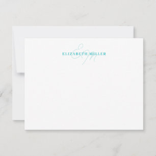 Minimalist Chic Teal Green 2 Script Monorgram Card