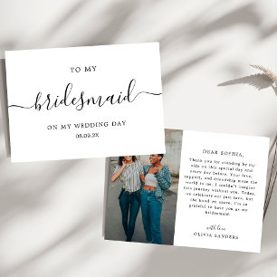 Minimalist Chic To My Bridesmaid Wedding Day Thank You Card