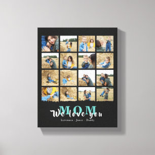 minimalist Chic We Love You Mum 16 Photo Collage  Canvas Print