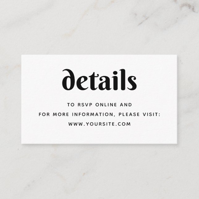 Minimalist Chic Wedding Details + QR Code | Simple Enclosure Card (Front)