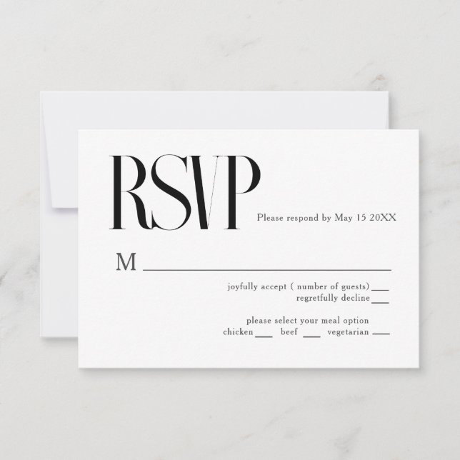 Minimalist Chic Wedding RSVP Card (Front)