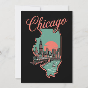 Minimalist Chicago Illinois City Logo Card
