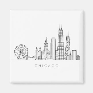 Minimalist Chicago Skyline Line Art Magnet