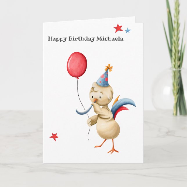 Minimalist Chicken Celebrating Personalised  Card (Front)