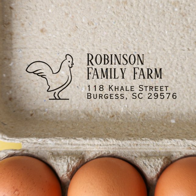Minimalist Chicken Family Farm Modern Egg Carton Rubber Stamp (Rubber Stamp Mock-up)