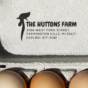 Minimalist Chicken Logo Business & Family Farm Egg Self-inking Stamp