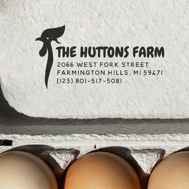 Minimalist Chicken Logo Business & Family Farm Egg Self-inking Stamp (Rubber Stamp Mock-up)