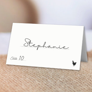 Minimalist Chicken Meal Option Table Number Place Card