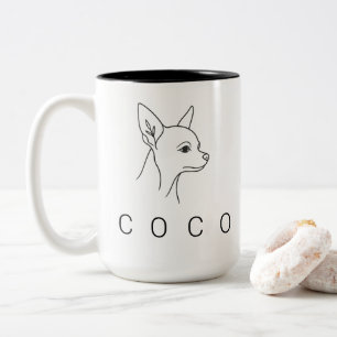 Minimalist Chihuahua One Line Art Heritage Perso Two-Tone Coffee Mug