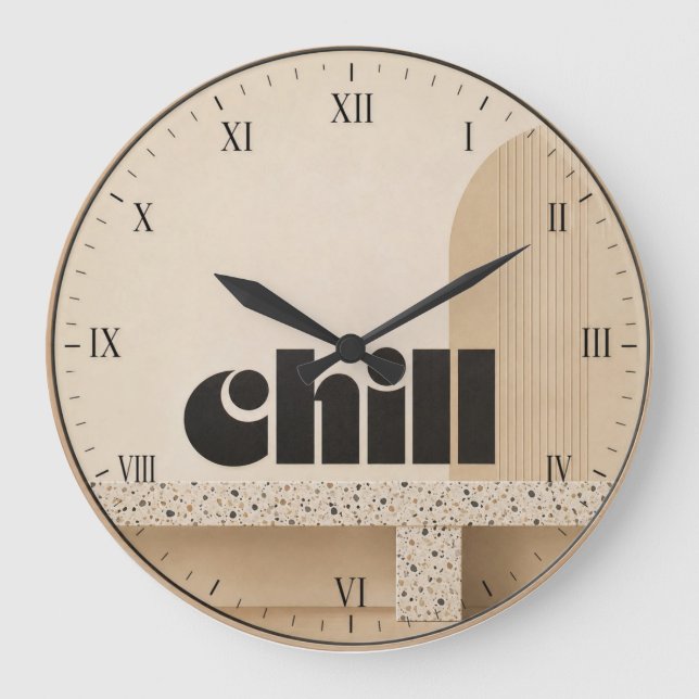 Minimalist Chill Modern Neutral Home Large Clock (Front)