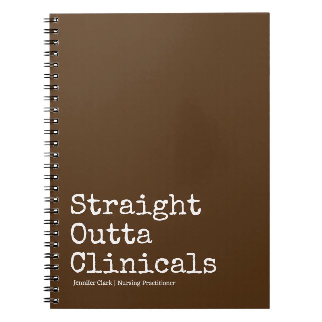 Minimalist Chocolate Brown Nursing Student College Notebook (Front)