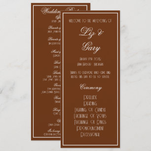 Minimalist Chocolate Brown Program Wedding Programme