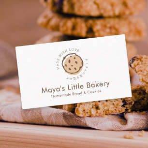 Minimalist Chocolate Chip Cookie Logo Bakery Business Card